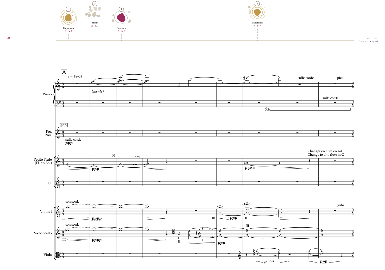 Score excerpt: The Daughter of Oceans, letter A, the ebru band above the system